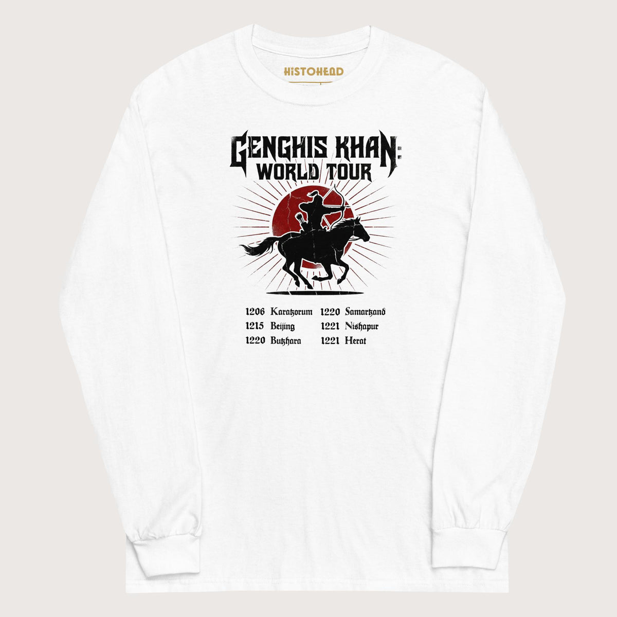 White Genghis Khan World Tour - Long Sleeve - history buff gift by HistoHead