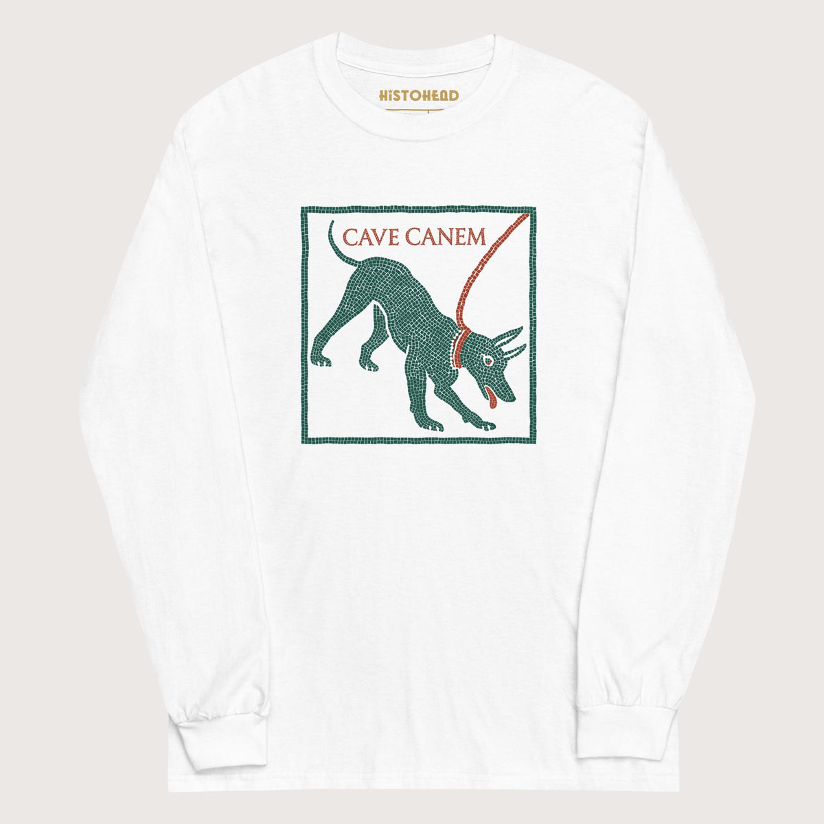 White Cave Canem Pompeii Mosaic - Long Sleeve - history buff gift by HistoHead