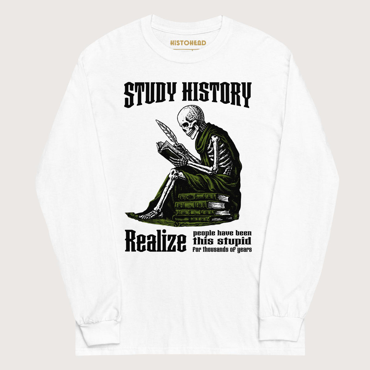 White Study History - Long Sleeve - history buff gift by HistoHead