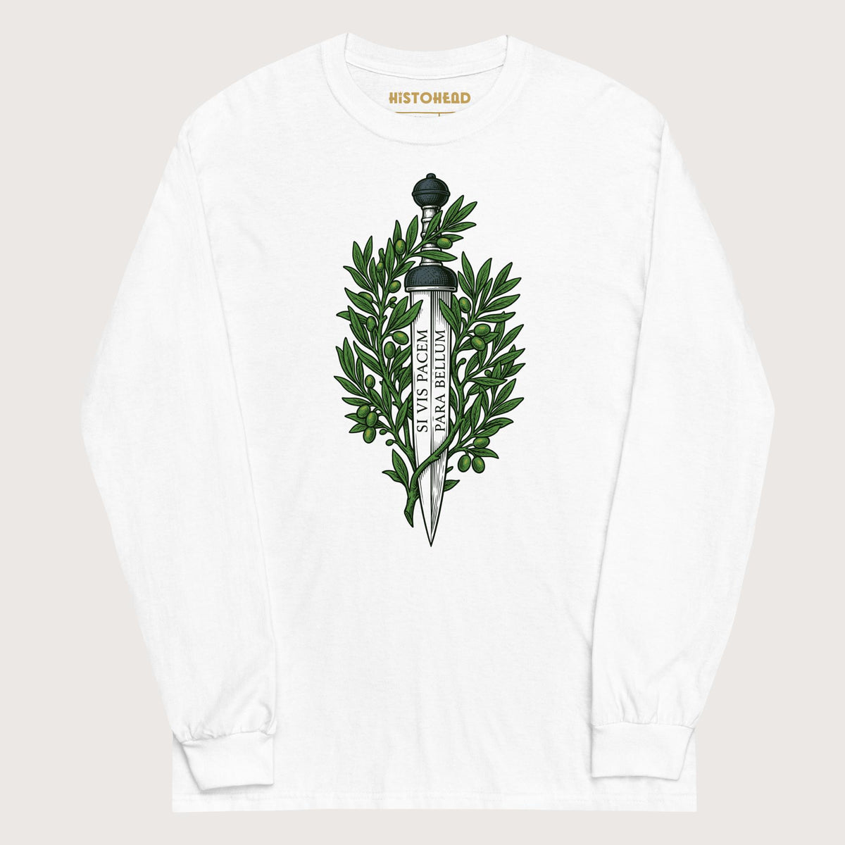 White Si Vis Pacem Para Bellum Latin Phrase - Long Sleeve - history buff gift by HistoHead