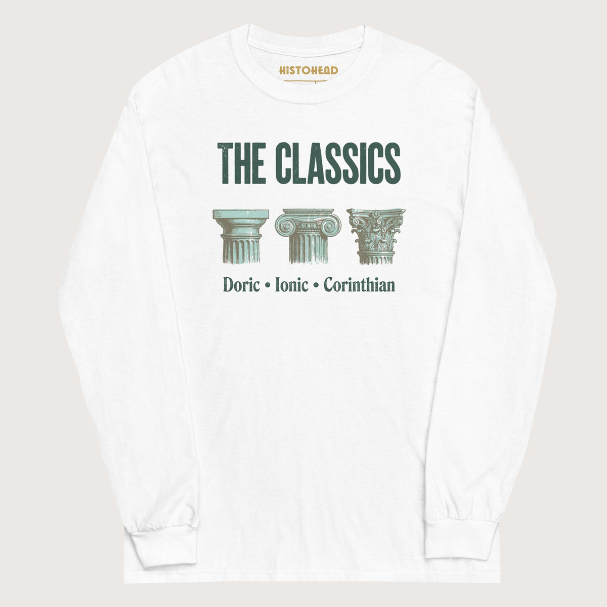 White The Classics Doric Ionic Corinthian - Long Sleeve - history buff gift by HistoHead