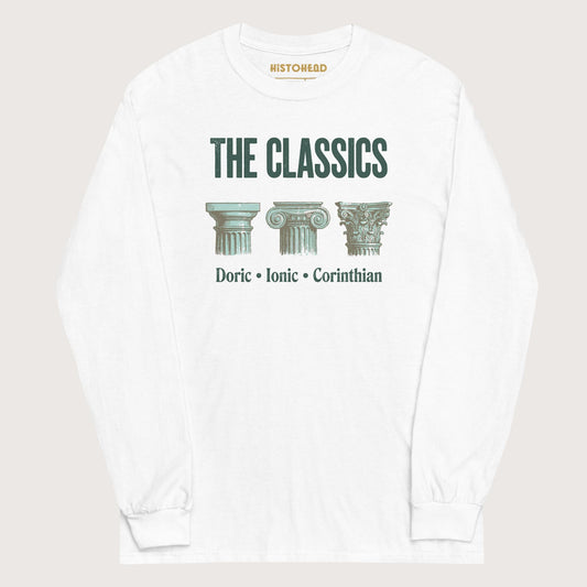White The Classics Doric Ionic Corinthian - Long Sleeve - history buff gift by HistoHead