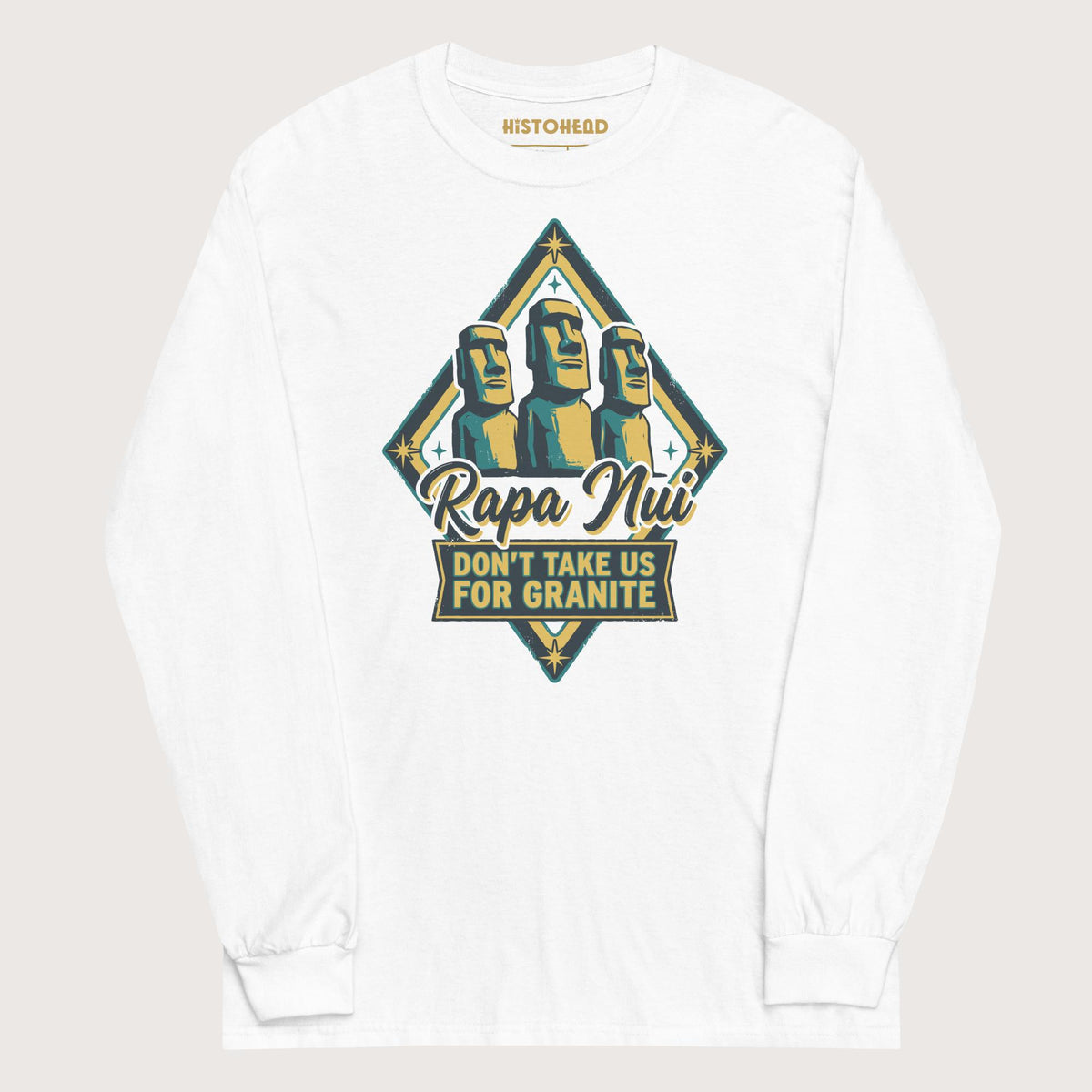 White Rapa Nui Moai - Long Sleeve - history buff gift by HistoHead