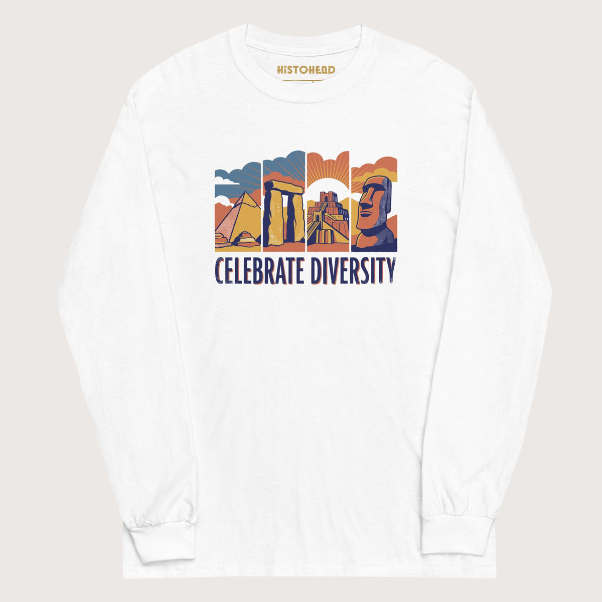 White Celebrate Diversity Stone Wonders Edition - Long Sleeve - history buff gift by HistoHead