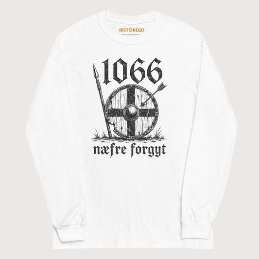 White 1066 Never Forget in Old English - Long Sleeve - history buff gift by HistoHead