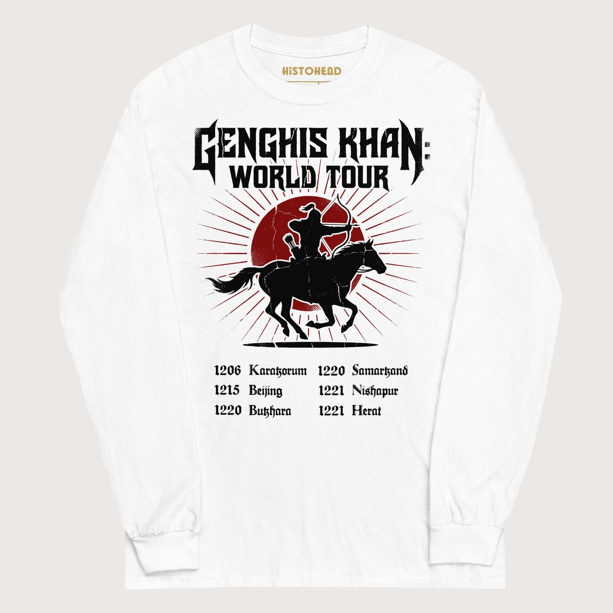 White Genghis Khan World Tour - Long Sleeve - history buff gift by HistoHead