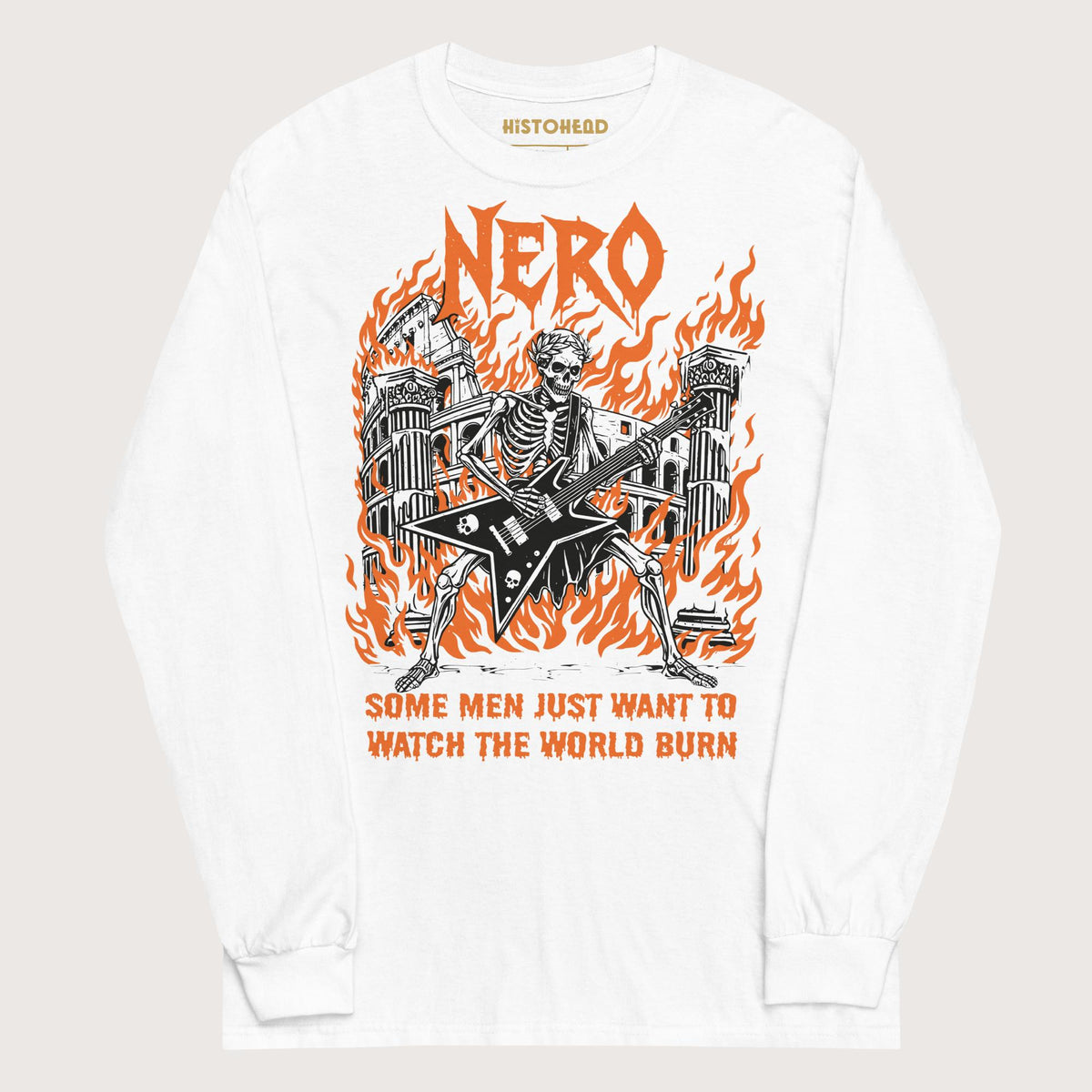 White Nero Watch the World Burn - Long Sleeve - history buff gift by HistoHead