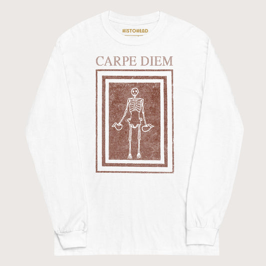 White Carpe Diem Skeleton - Long Sleeve - history buff gift by HistoHead