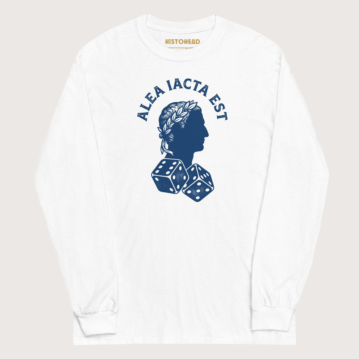 White Alea Iacta Est Caesar Quote - Long Sleeve - history buff gift by HistoHead