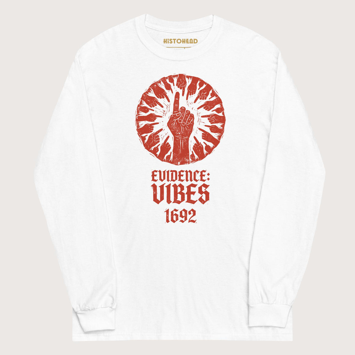 White 1692 Salem Witch Trials Evidence - Long Sleeve - history buff gift by HistoHead