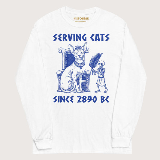 White Serving Cats Since 2890 BC - Long Sleeve - history buff gift by HistoHead