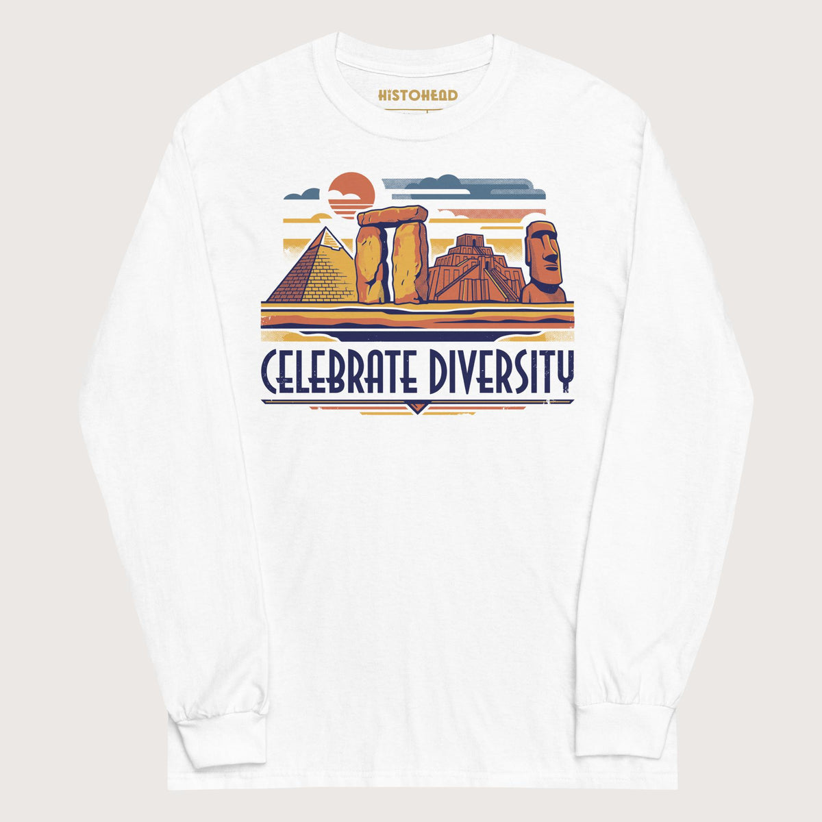 White Celebrate Diversity Stone Wonders - Long Sleeve - history buff gift by HistoHead