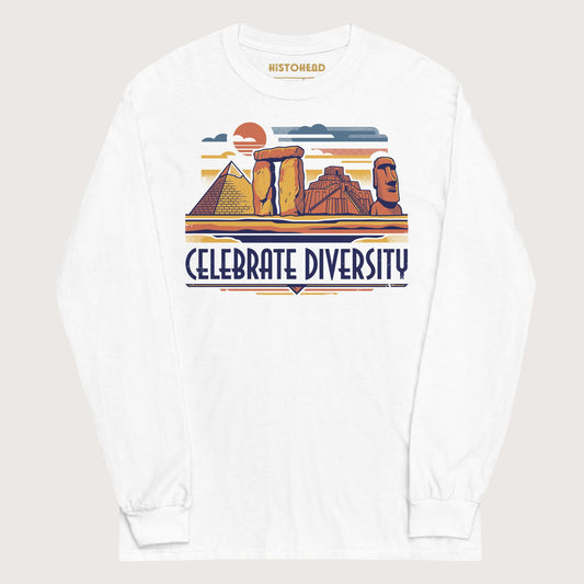 White Celebrate Diversity Stone Wonders - Long Sleeve - history buff gift by HistoHead