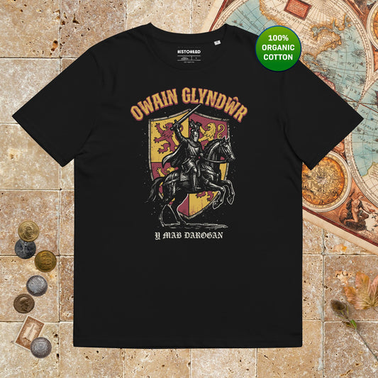 Black Owain Glyndwr - Organic Tee - history buff gift by HistoHead