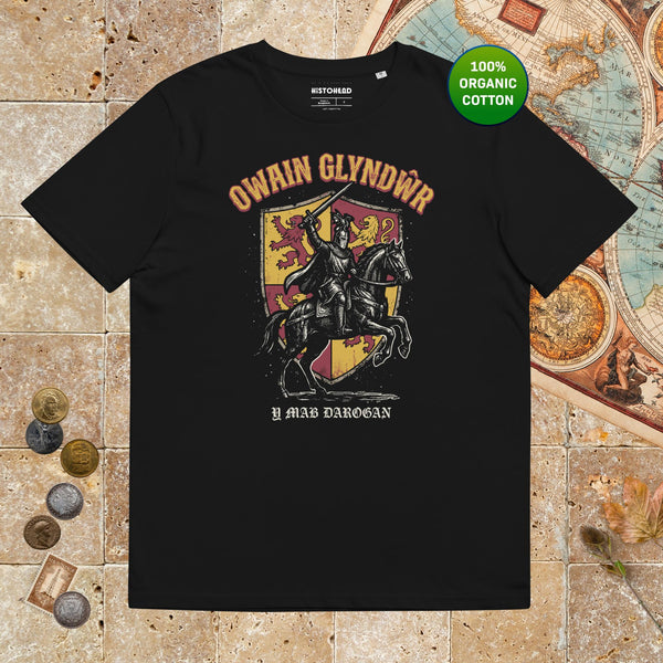 Black Owain Glyndwr - Organic Tee - history buff gift by HistoHead