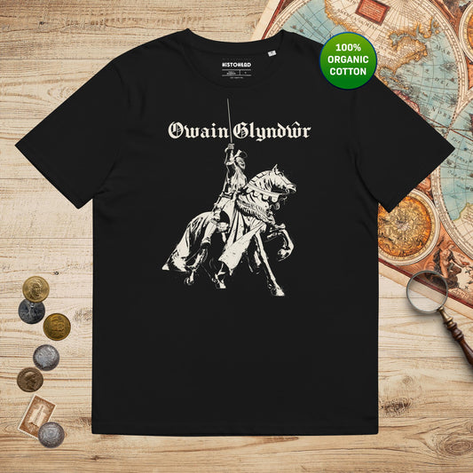 Black Owain Glyndŵr Statue - Organic Tee - history buff gift by HistoHead