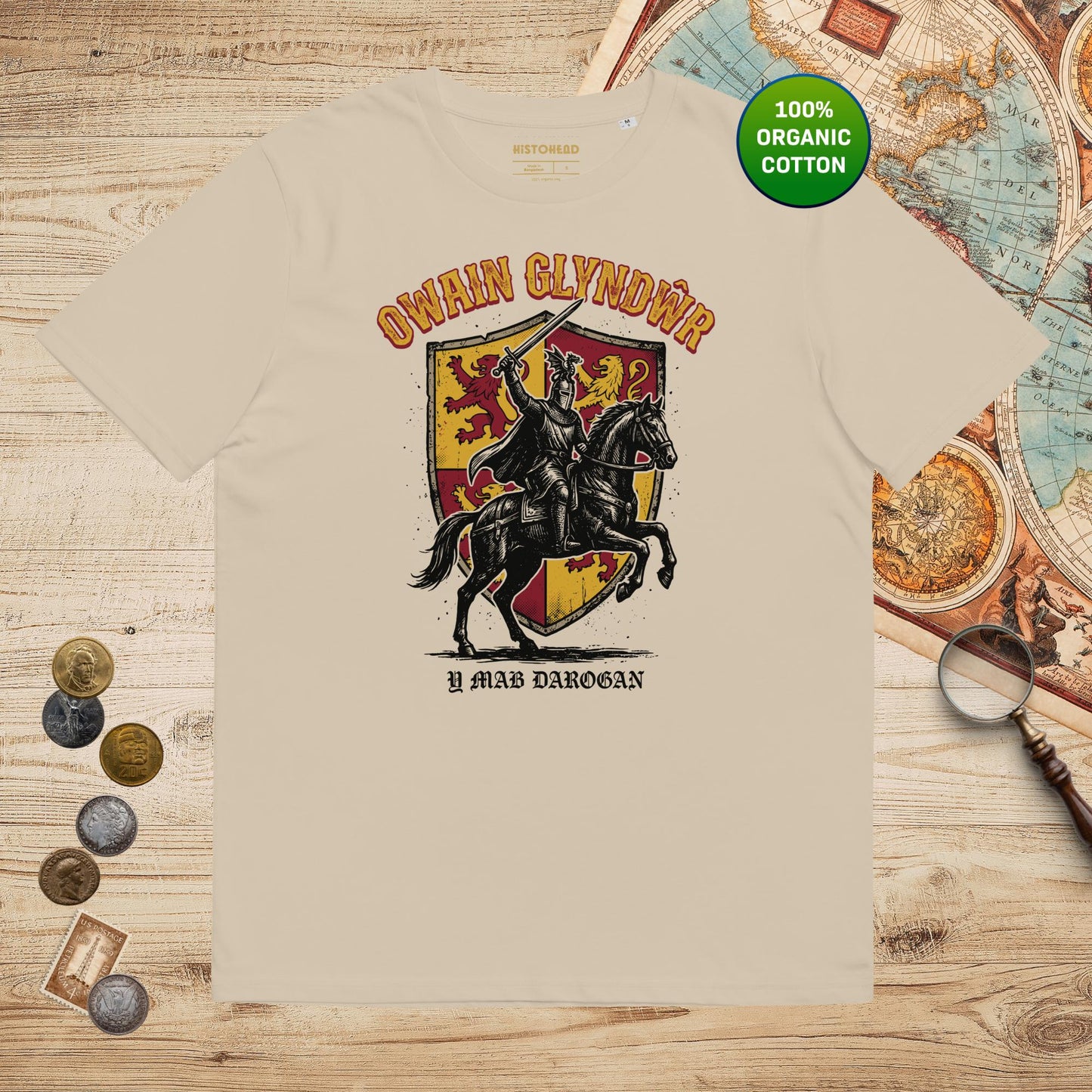 Desert Dust Owain Glyndwr - Organic Tee - history buff gift by HistoHead