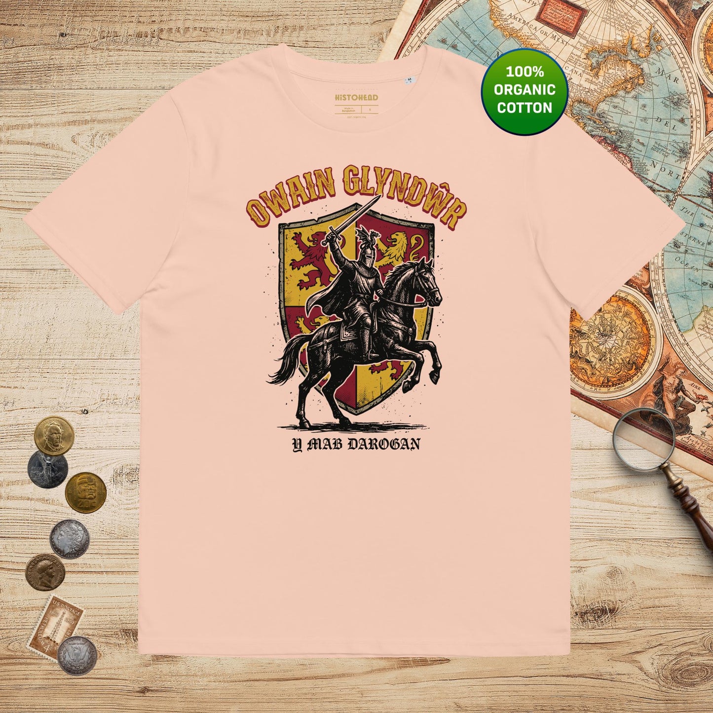 Fraiche Peche Owain Glyndwr - Organic Tee - history buff gift by HistoHead