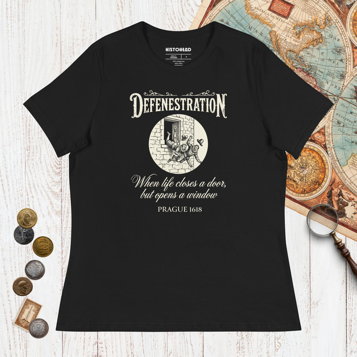 Black Defenestration When Life Closes A Door But Opens A Window - Women's Tee - history buff gift by HistoHead