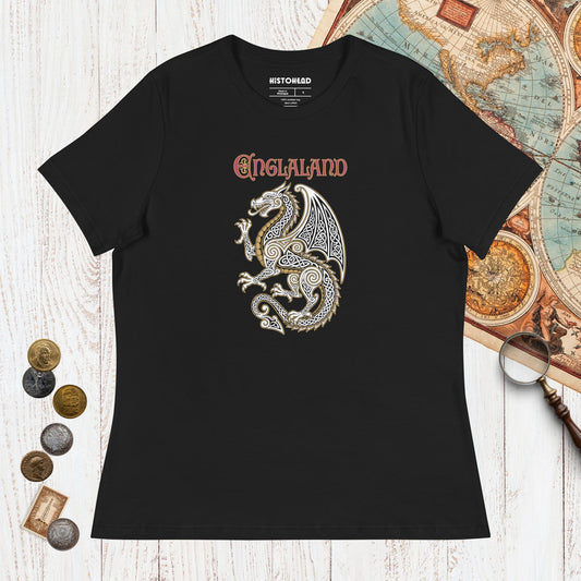 Black Englaland Dragon - Women's Tee - history buff gift by HistoHead
