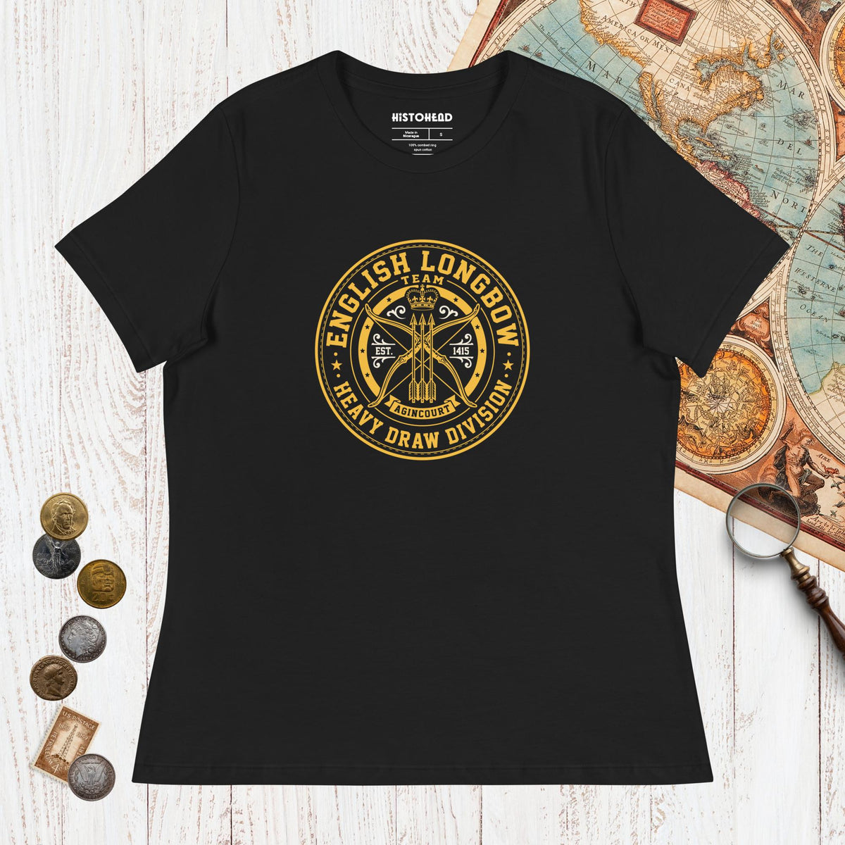 Black English Longbow Heavy Draw Division - Women's Tee - history buff gift by HistoHead
