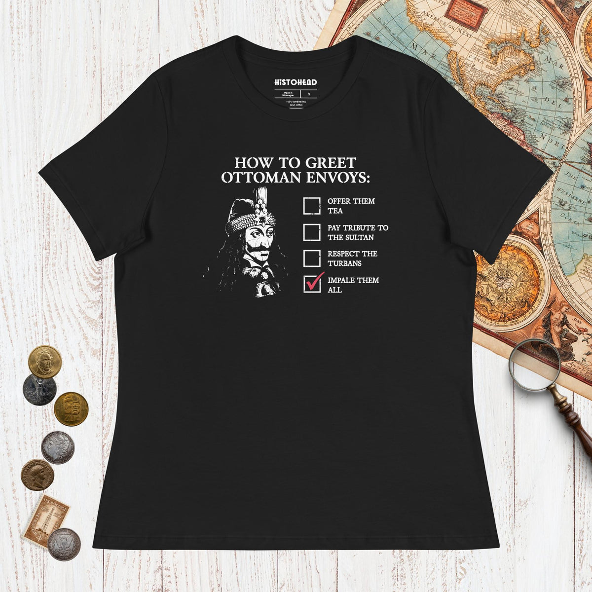 Black Vlad the Impaler How to Greet Guide - Women's Tee - history buff gift by HistoHead