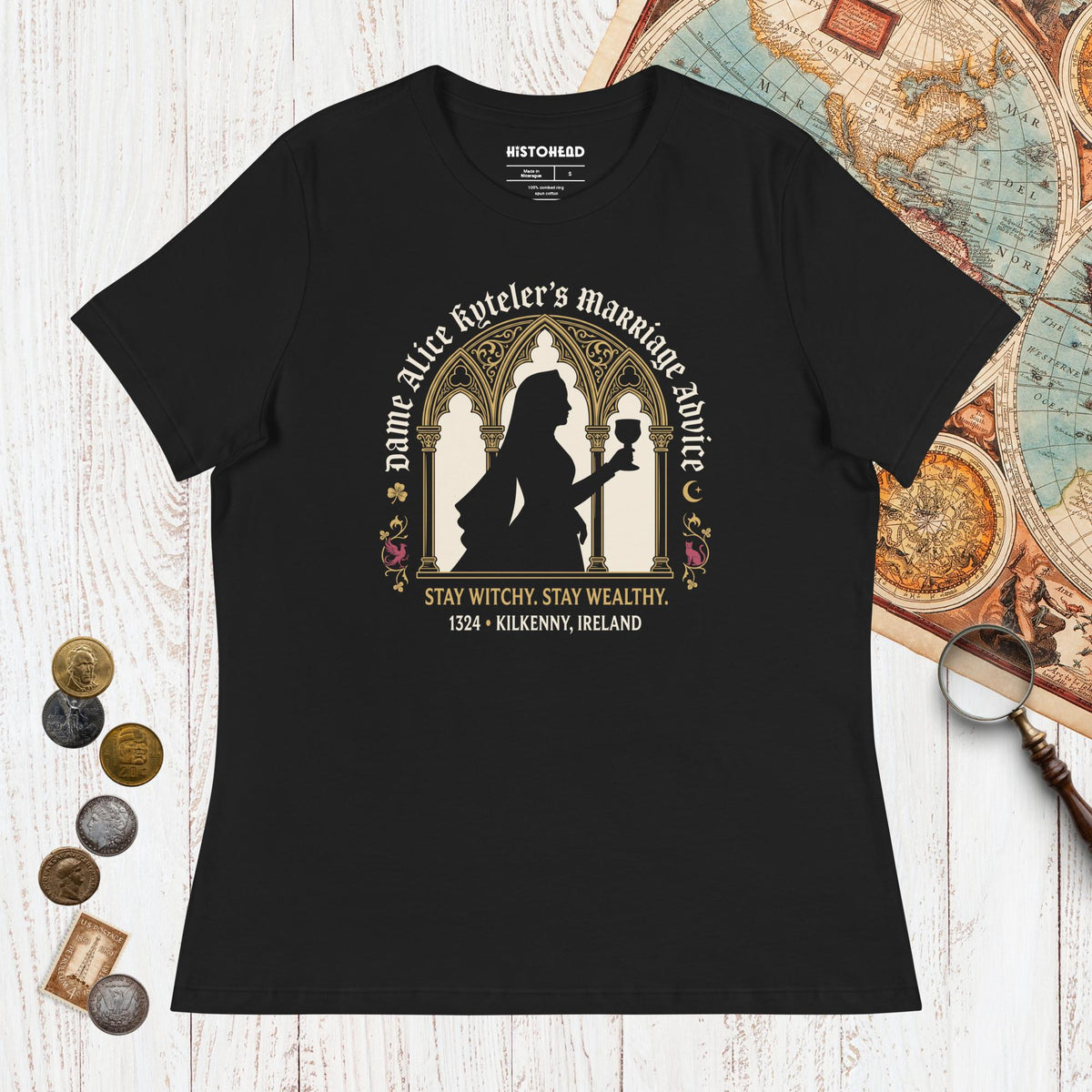 Black Alice Kyteler's Marriage Advice - Women's Tee - history buff gift by HistoHead