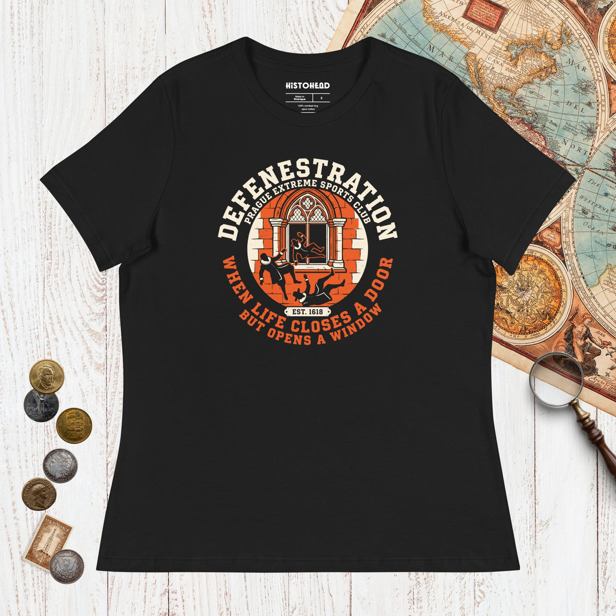 Black Defenestration Prague Extreme Sports Club - Women's Tee - history buff gift by HistoHead