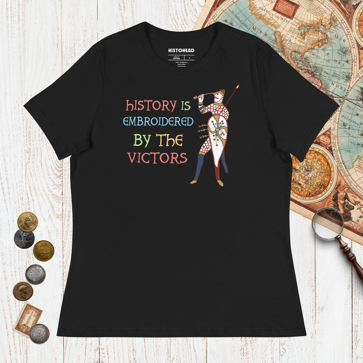 Black Harold Godwinson History Is Embroidered by the Victors Bayeux Tapestry - Women's Tee - history buff gift by HistoHead