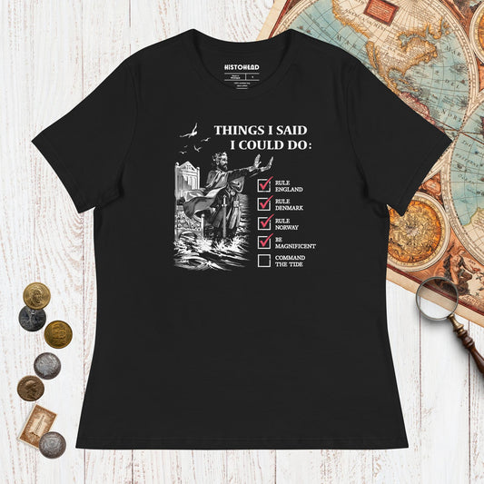 Black Cnut the Great Commanding the Tide - Women's Tee - history buff gift by HistoHead