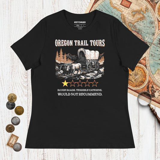 Black Oregon Trail Tours Review - Women's Tee - history buff gift by HistoHead