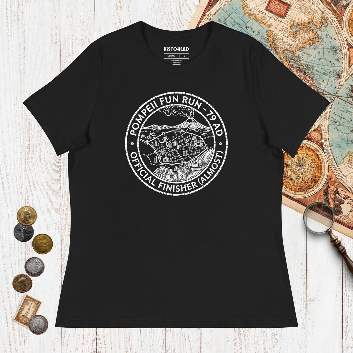 Black Pompeii Fun Run Official Finisher - Women's Tee - history buff gift by HistoHead