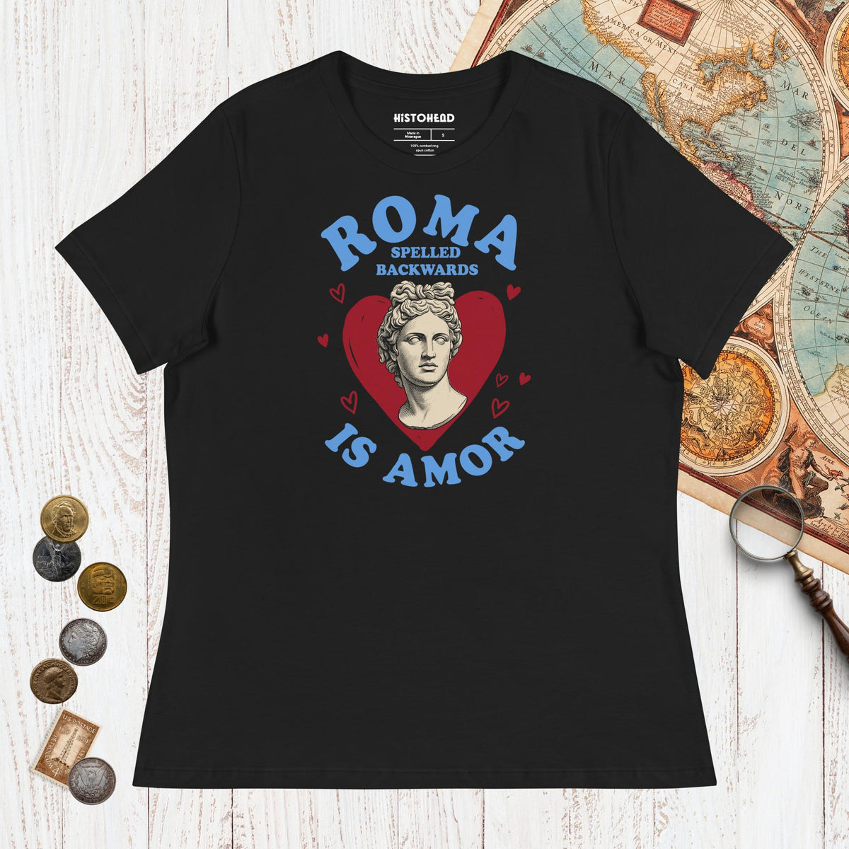 Black Roma Spelled Backwards Is Amor - Women's Tee - history buff gift by HistoHead