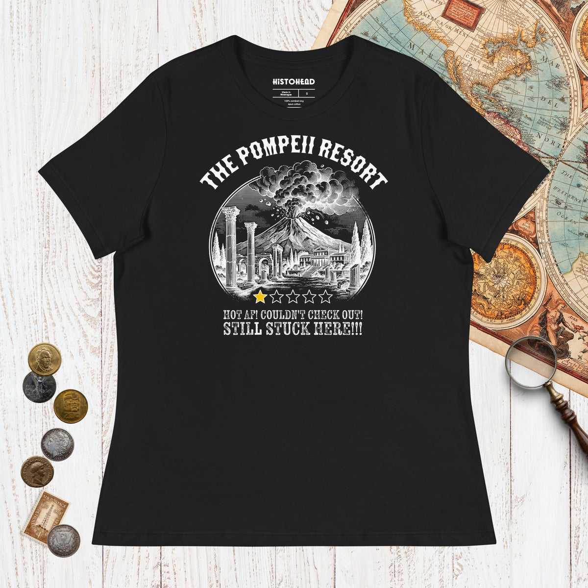 Black The Pompeii Resort Review - Women's Tee - history buff gift by HistoHead