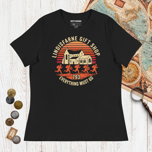 Black Lindisfarne Gift Shop 793 - Women's Tee - history buff gift by HistoHead