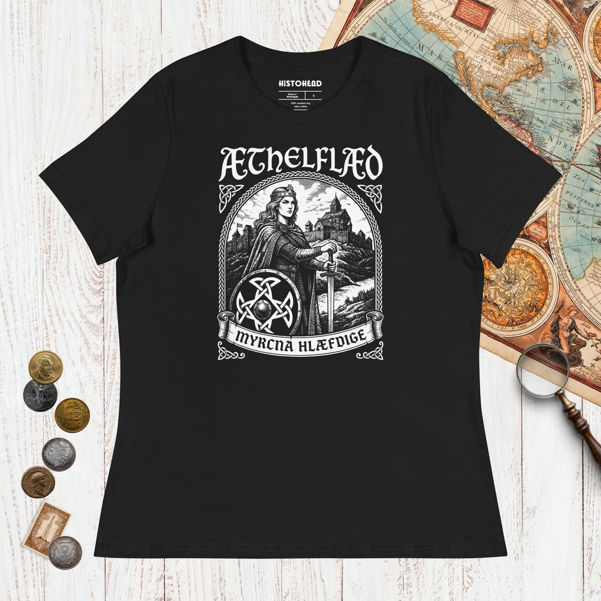 Black Aethelflaed Lady of the Mercians Old English - Women's Tee - history buff gift by HistoHead