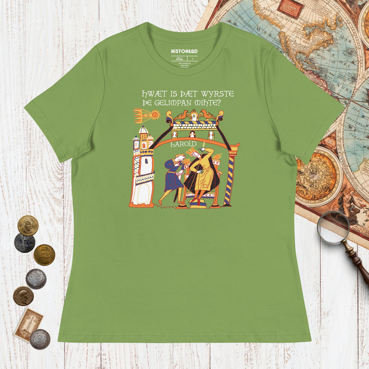 Leaf Bayeux Tapestry What's the Worst That Could Happen in Old English - Women's Tee - history buff gift by HistoHead