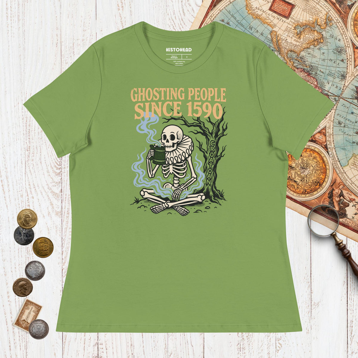 Leaf Roanoke Colony Ghosting Since 1590 - Women's Tee - history buff gift by HistoHead