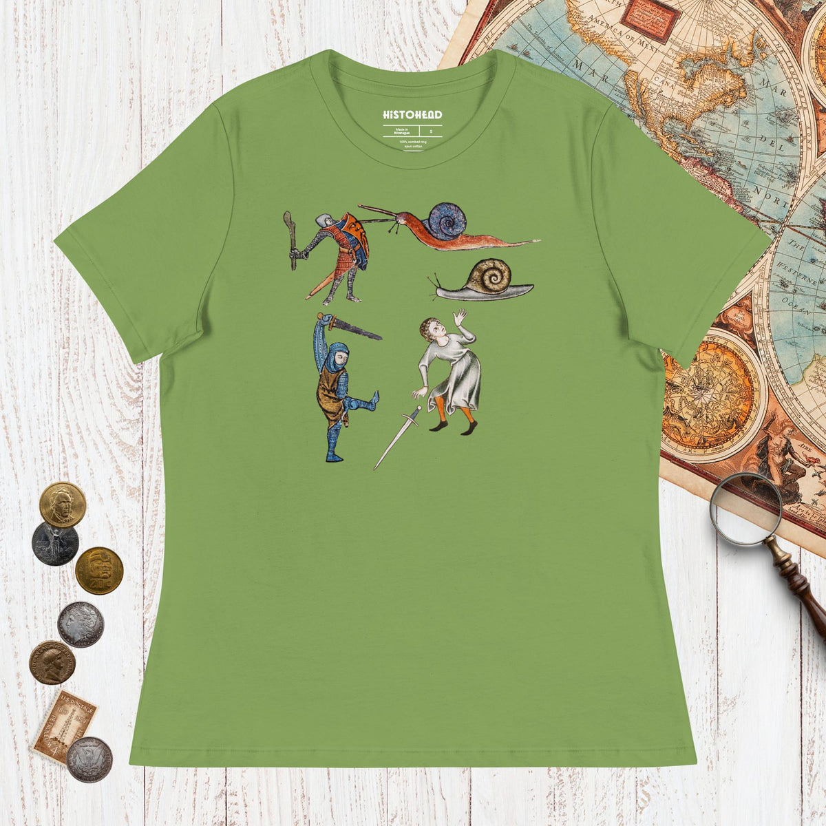 Leaf Medieval Marginalia Snail Enemy - Women's Tee - history buff gift by HistoHead