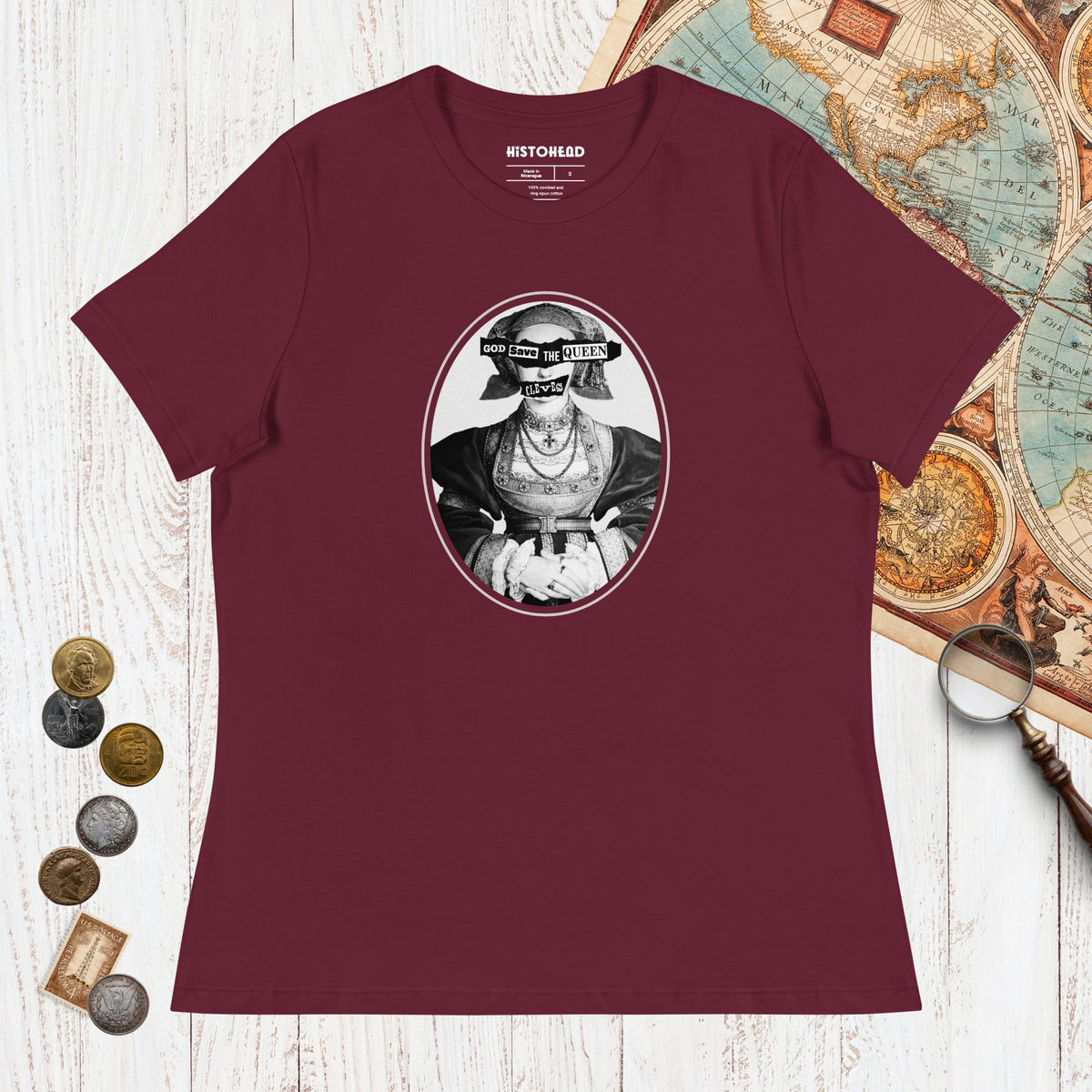 Maroon God Save the Queen Anne of Cleves - Women's Tee - history buff gift by HistoHead