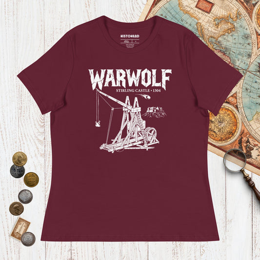 Maroon Warwolf Trebuchet - Women's Tee - history buff gift by HistoHead