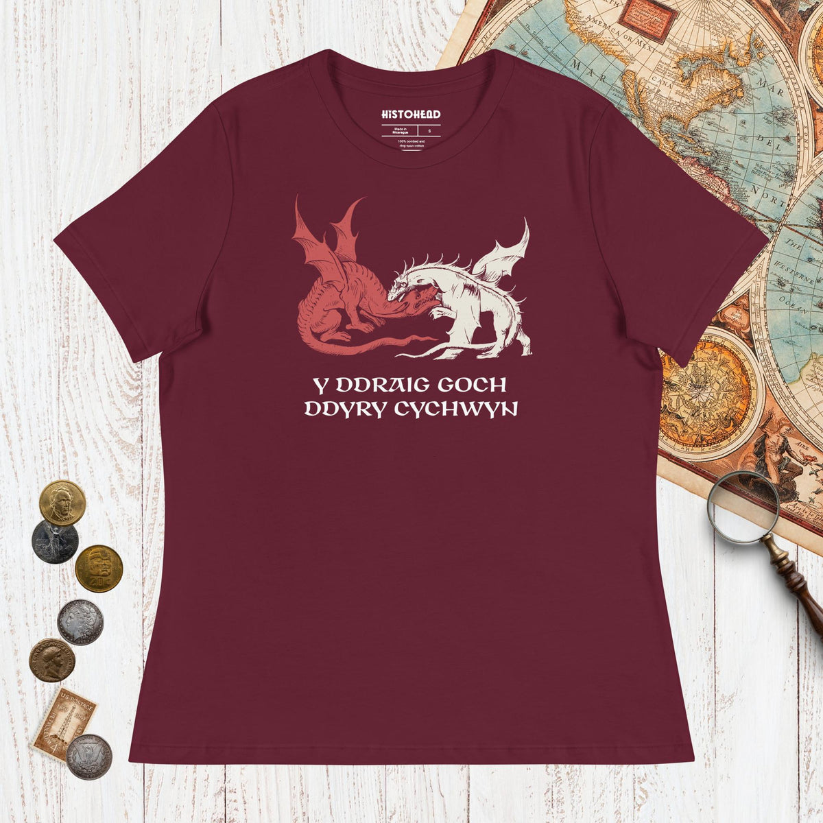 Maroon Red Dragon Prophecy - Women's Tee - history buff gift by HistoHead