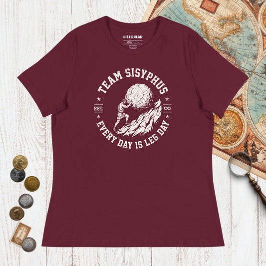 Maroon Team Sisyphus - Women's Tee - history buff gift by HistoHead