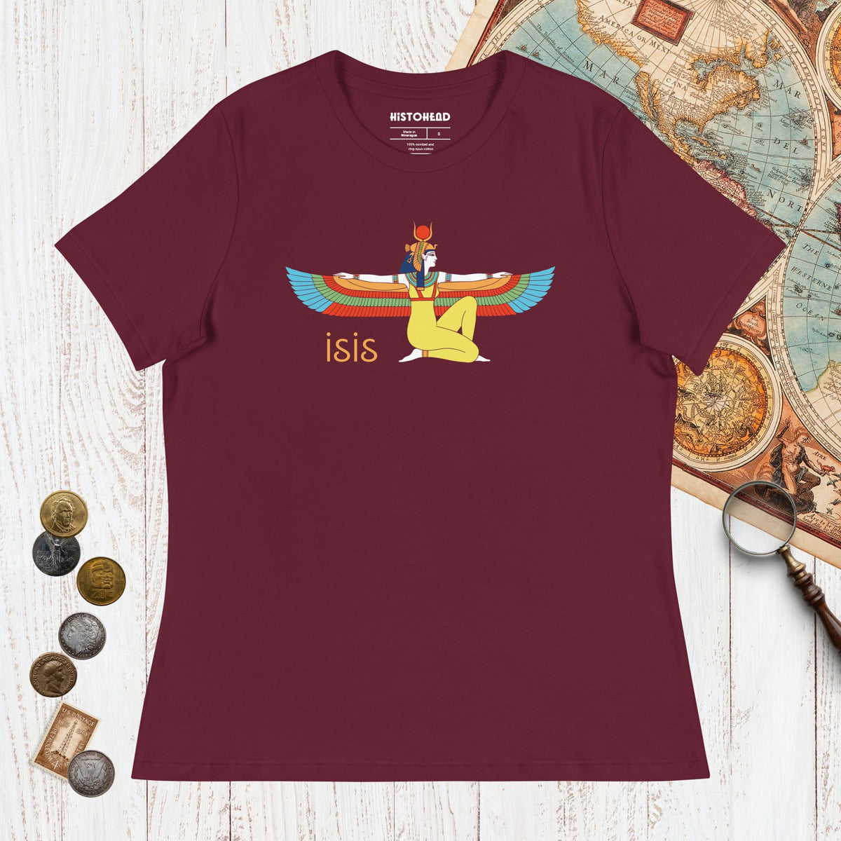 Maroon Egyptian Goddess Isis - Women's Tee - history buff gift by HistoHead