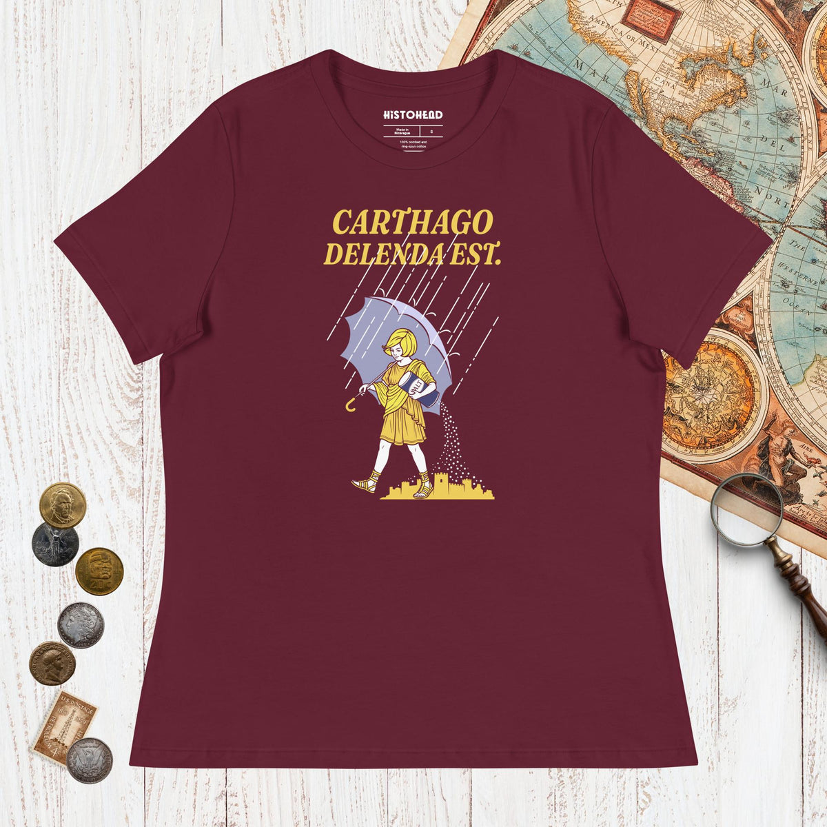 Maroon Carthago Delenda Est Salt Girl - Women's Tee - history buff gift by HistoHead