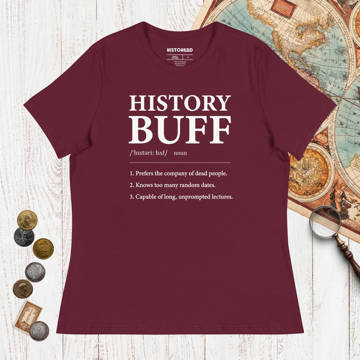 Maroon History Buff Definition - Women's Tee - history buff gift by HistoHead