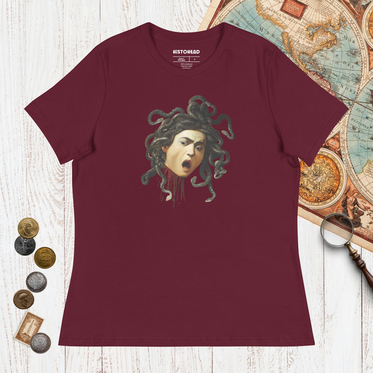 Maroon Medusa by Caravaggio - Women's Tee - history buff gift by HistoHead