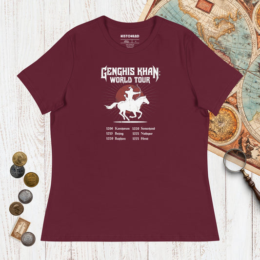 Maroon Genghis Khan World Tour - Women's Tee - history buff gift by HistoHead