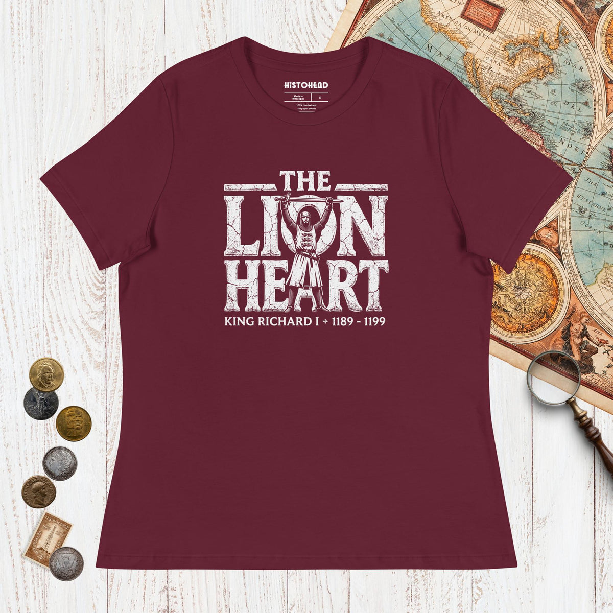 Maroon Richard the Lionheart - Women's Tee - history buff gift by HistoHead