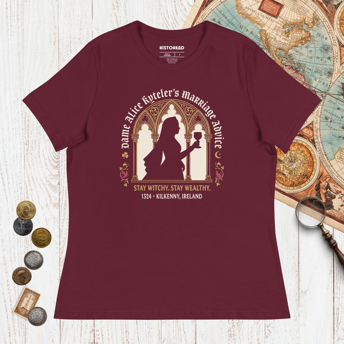 Maroon Alice Kyteler's Marriage Advice - Women's Tee - history buff gift by HistoHead